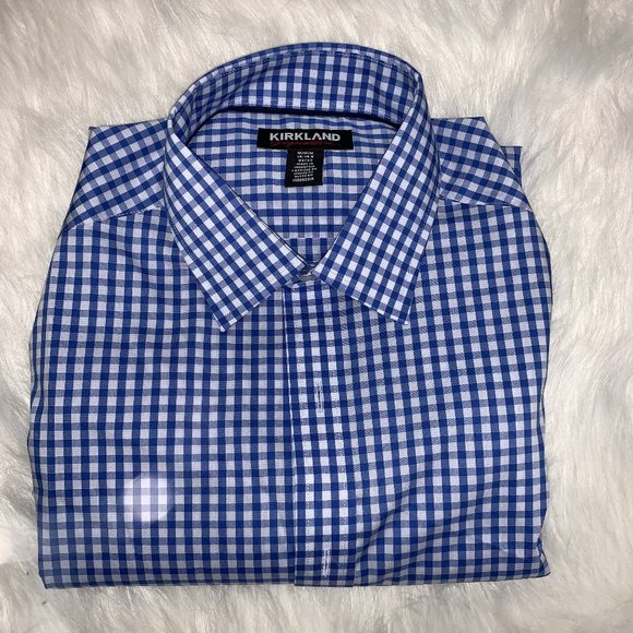 Kirkland Signature Shirts Kirkland Signature Blue White Plaid Dress
